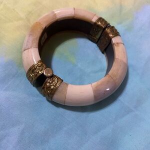 Vintage Indian bone brass and wood Bracelet